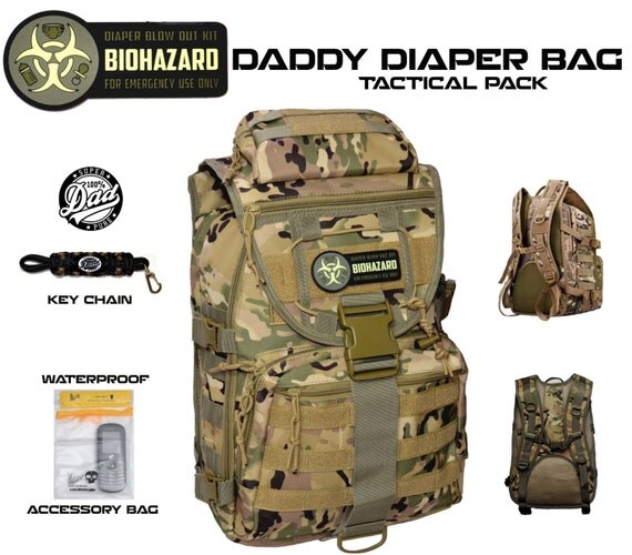 Camo DADDY DIAPER BAG Super Dad Tactical Backpack by CYCLONEXGEAR