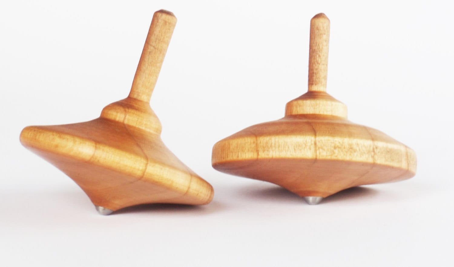 Set of 2 wooden spinning tops Spinning Top Woodturning