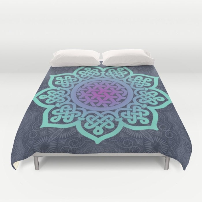 Blue Duvet Cover Full Queen King Mandala Duvet Teal Bed