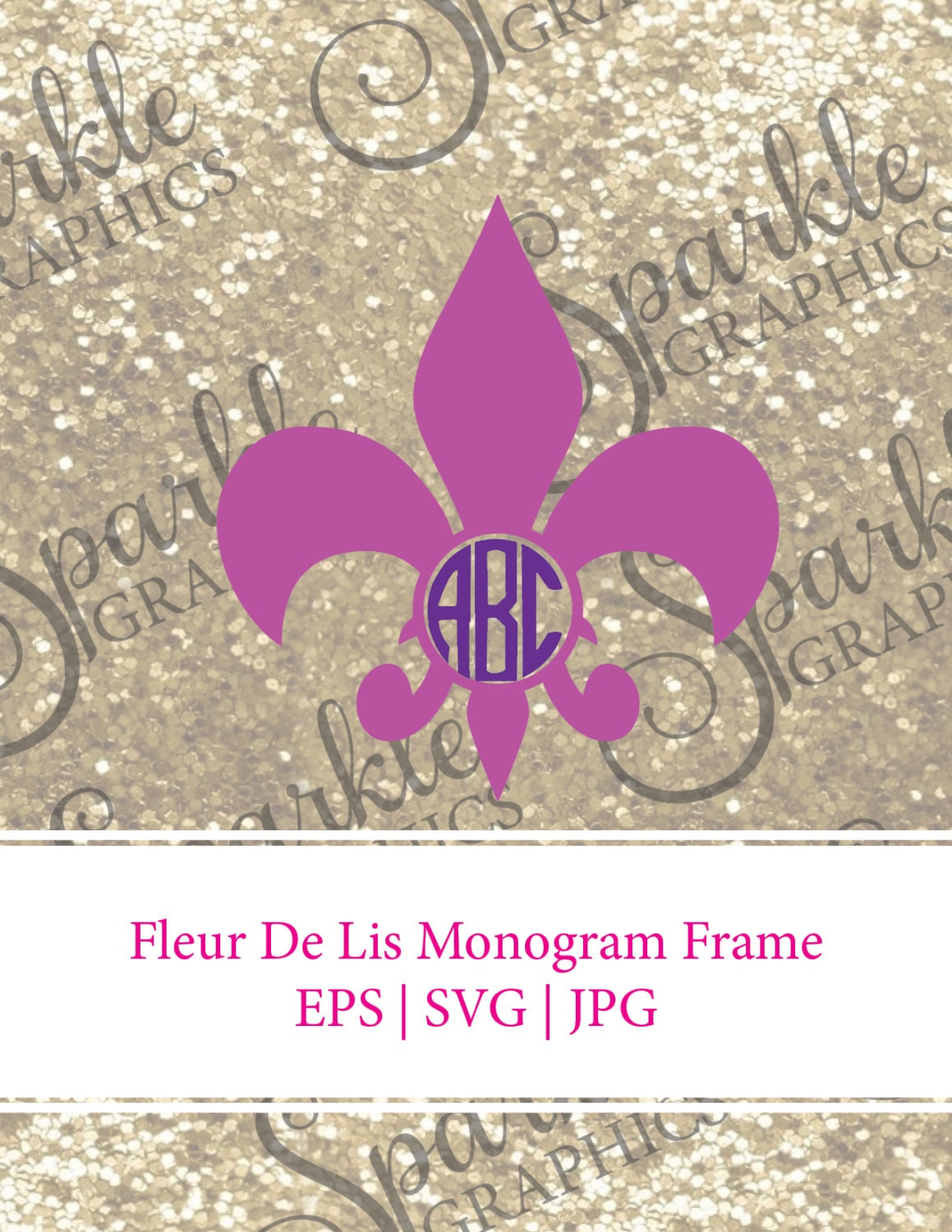 Download SALE Fleur De Lis Monogram Frame Cuttable Files svg File