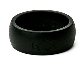 Black Silicone Wedding Ring for Men - Perfect for Active Guys, Athletes, Crossfit, working out, WOD - Safe, rubber rings - Wedding Band