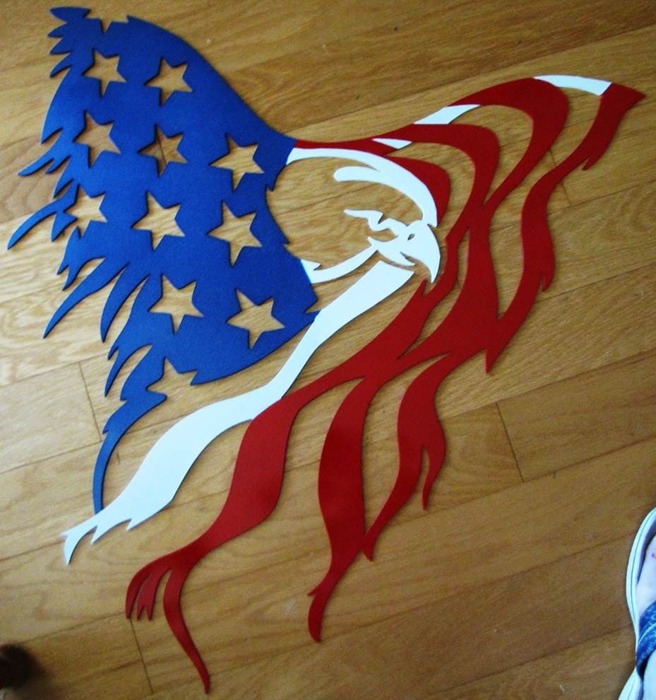 Custom Plasma Cut 14 Gauge Steel Metal Eagle Shredding