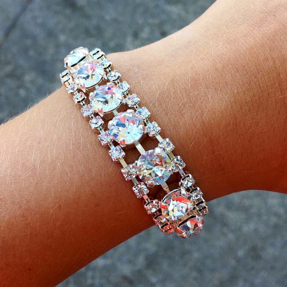 Items similar to PROM QUEEN Swarovski crystal 8mm bracelet embedded