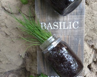 Herb garden wall hanging.Kitchen herb garden.Mason jar herb garden .Jardin aromatique pour la cuisine Décoration de cuisine