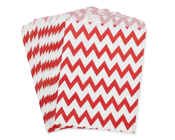 Party Favor Bag, Paper Favor Bags, Red Chevron Favor Bags, Red Wedding Favor, 1st Birthday Favor Bags, Baby Shower Favors, Christmas Party