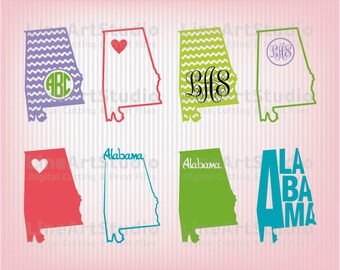 Alabama SVG Collection State Files - SVG File - Monogram Svg State - American States Svg Files - Svg Silhouette Files - Svg Cricut Files