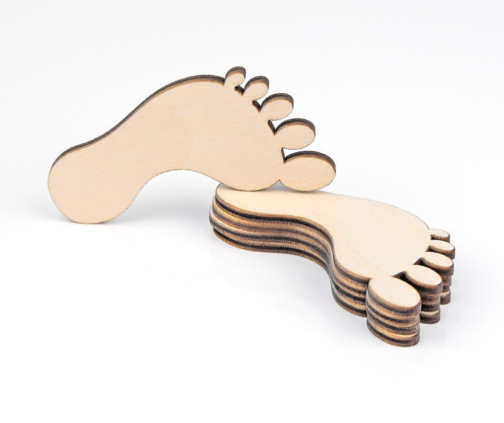 Set of 5pcs. 275 Wooden Feet Shape Ornaments Craft