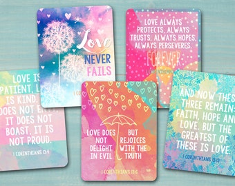 Scripture Cards / Project Life / Pocket Scrapbooking / Digital Scrapbooking / 1 Corinthians / Love Is Patient / 3x4 Printable Cards