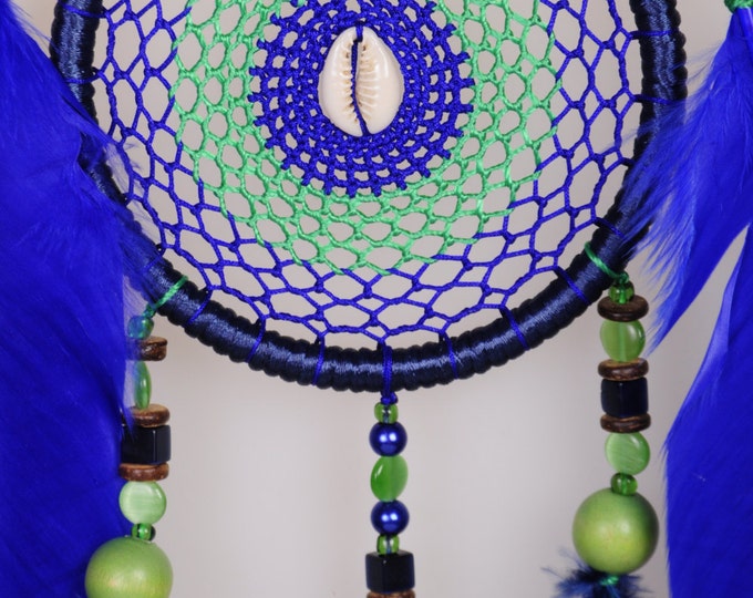 Blue Green Dream Catcher Large Dreamcatcher Dream сatcher Blue Green Shell dreamcatchers wall decor handmade Boho Blue Green dream catcher