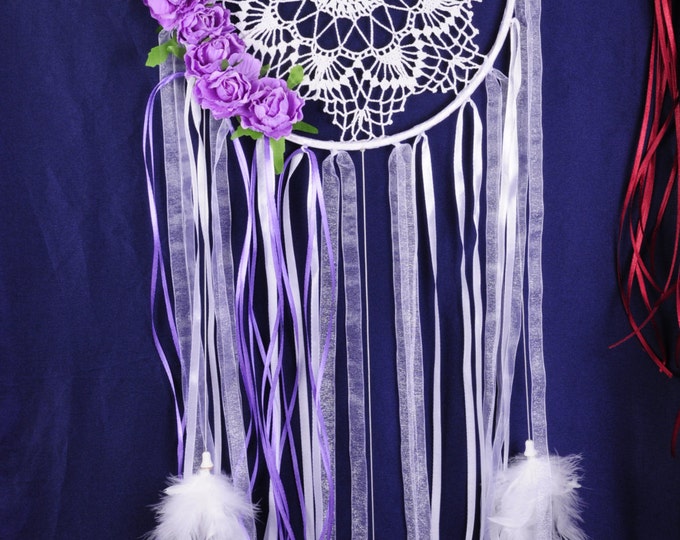 Dreamcatcher white Dream Catcher roses Dreamcatcher New violet Dream сatcher gift idea dreamcatchers boho violet dreamcatcher wall handmade