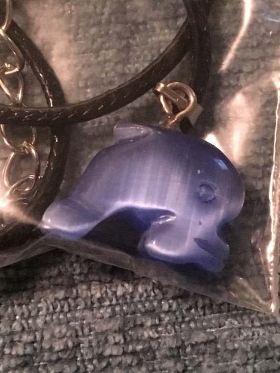 Gemstone Pendant on Leather Cord Rearview by DelmarvaLimited