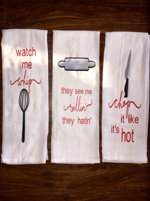 Funny Kitchen Towels chop it like its hot by ChickenLittlesSTL