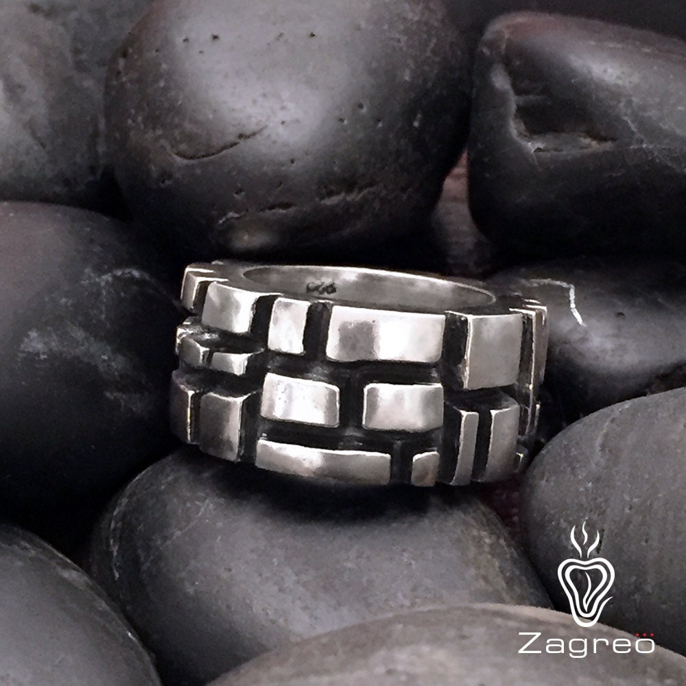 Mens Unique Sterling Silver Ring Masculine Ring Solid