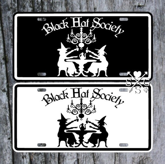 Black Hat Society Witches Gothic Halloween License Plate Car