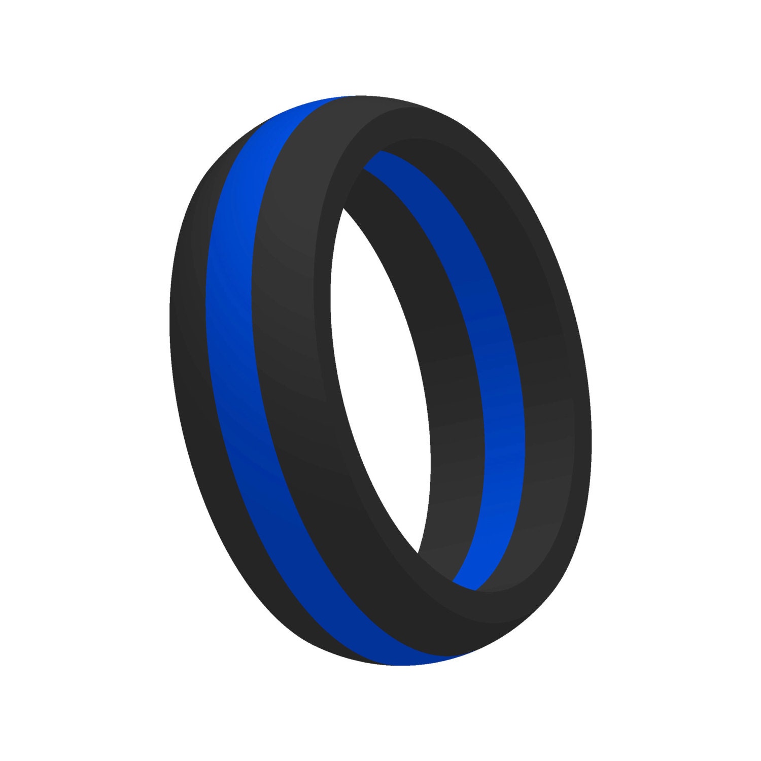 Men's Thin Blue Line Silicone Wedding Band Ring Flexible
