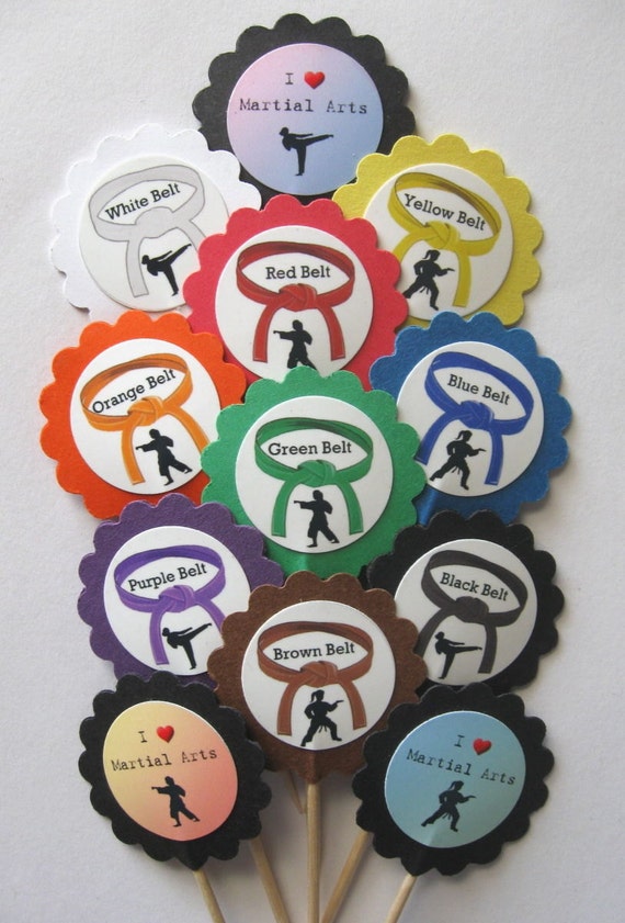 Items similar to Karate/Martial Arts Cupcake Toppers/party Picks Item