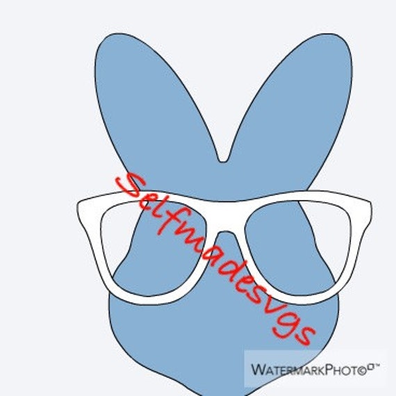 Easter bunny head with glasses svg