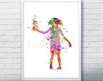 Harry Potter Dobby House Elf Watercolor Art Poster Print - Wall Decor - Watercolor Painting - Watercolor Art - Kids Decor- Nursery Decor