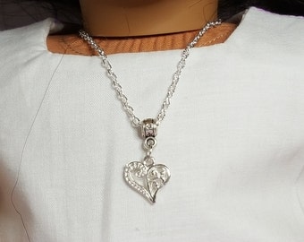 18" Girl Doll Filigree Heart Necklace, -American Doll One Size Metal Necklace, Alligator Clasp