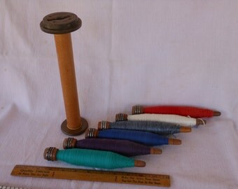 Wood wool loom bobbins and spindle