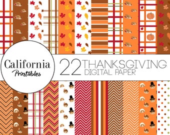 Thanksgiving Digital Paper Set - Set of 22 - Thanksgiivng Pattern - Thanksgiving - Digital paper - Scrapbook