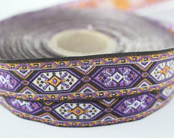35 mm Purple Woven Jacquard ribbon (1.37 inches) - jacquard trim - Decorative Craft Ribbon - Sewing trim - woven trim - embroidered ribbon