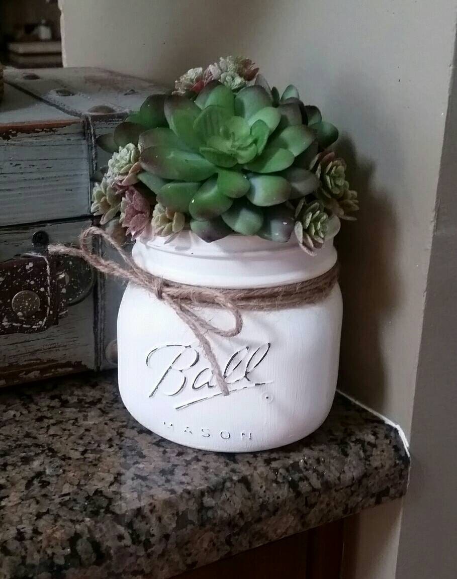 Mason Jar Centerpiece Succulent Plant Decor Succulent