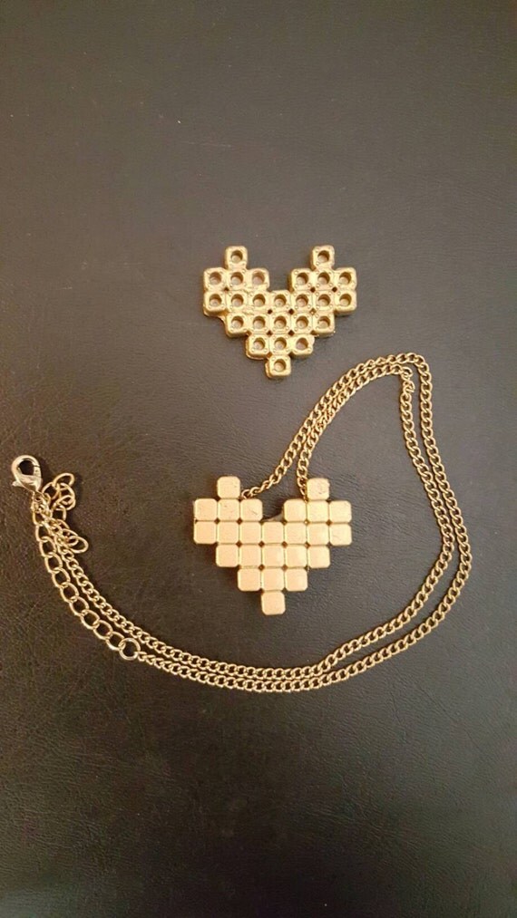 Undertale Necklace Golden Pixel Heart