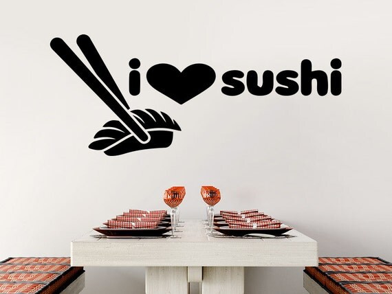 Japanese Kitchen Wall Decals I Love Sushi Menu Decal