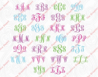 Monogram Fonts 2 pack - svg, dxf, eps, ai files - Instant Download - Digital Cut Files - Monogram font - Cricut Explorer - Silhouette Cameo