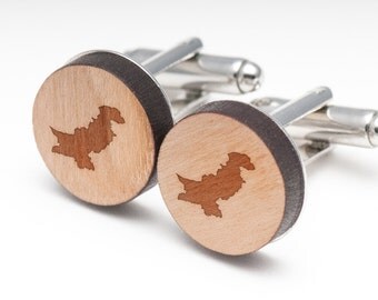 Pakistan Wood Cufflinks Gift For Him, Wedding Gifts, Groomsman Gifts, and Personalized