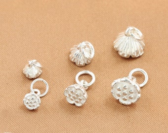 2 pcs 5-9mm Sterlng Silver Flower charm pendant diy jewelry materials,Matte Silver charm (1-27)