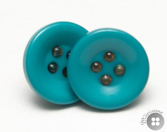 Turquoise button earrings - Boucles d'oreilles turquoise en boutons