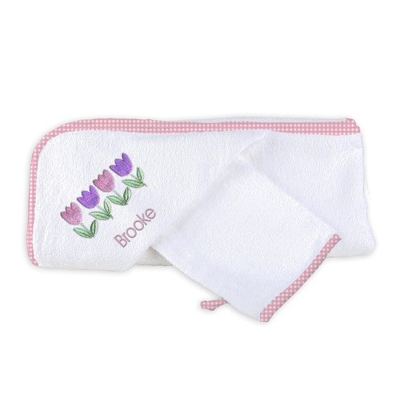 Personalized/Monogrammed Baby Girl Hooded Towel Set with Four