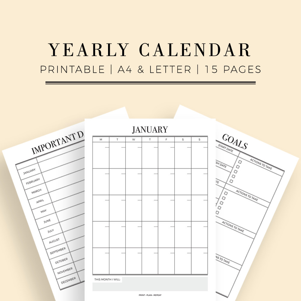 Wall Calendar Printable Blank Printable Calendar Stylish
