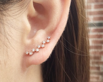 Dainty zigzag ear crawler earrings |ear climber earrings | zigzag ear pins | ear sweep | ear cuffs