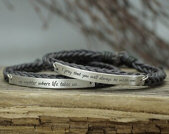 Long Distance Relationship Bracelet, Best Friend Bracelet, No Matter Where Bracelet, Skinny Bar Bracelet, matching bracelets, his and her
