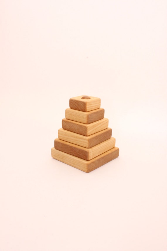 Wooden pyramid Square stacking toy Learning toy
