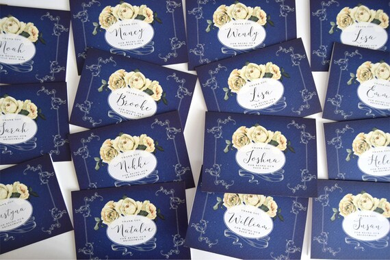 Personalised Navy Bridesmaid Thank You Cards