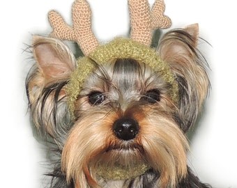 Reindeer Dog Hat/Knit Dog Hat/Pet Reindeer Hat/Dog Hat Beanie/Crochet Reindeer Hat/Dog Hat for Small Dog/Christmas Dog Hat/Photo Prop
