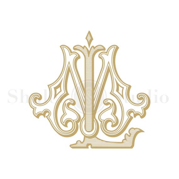 Vintage Digital Monogram LM ML Digital Monogram by ShulerStudio