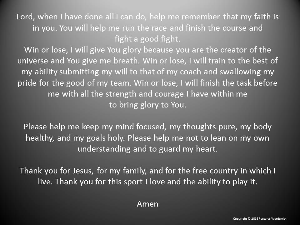 Athlete's Prayer Digital Download Athletic Prayer Digital