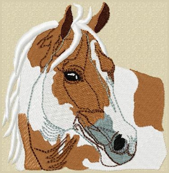 Paint Horse Head embroidery machine design digital download