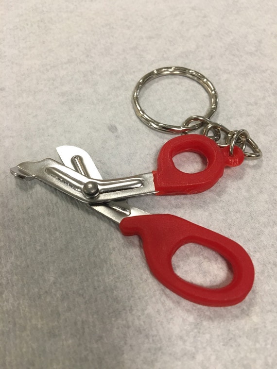 Red mini utility scissors keychain