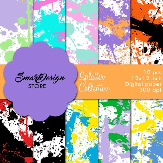 Items similar to Splatter Digital Paper Pack, Scrapbooking paper ...