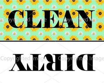 Sunflower Clean/Dirty Dishwasher Magnet | Flip It Dish Indicator | Stocking Stuffer | Housewarming Gift DM133