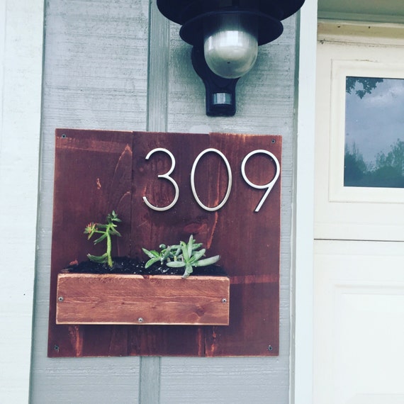 House Number address Planter Box by GreenMushroomDesign on