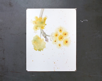 watercolor original painting | yellow blossom