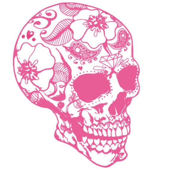 Download Girly Sugar Skull Cut File/ silhouette cut by ...