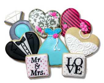Engagement Cookies / Wedding Cookies / Bridal Shower Cookies - 2 Dozen